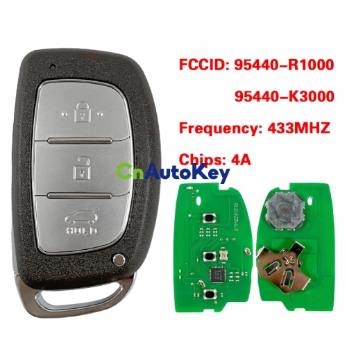 CN020305 For Hyundai HB20 2020+ 4A Chip 433Mhz Part Number 95440-R1000 95440-K3000 Remote 3 Button Smart Car Key