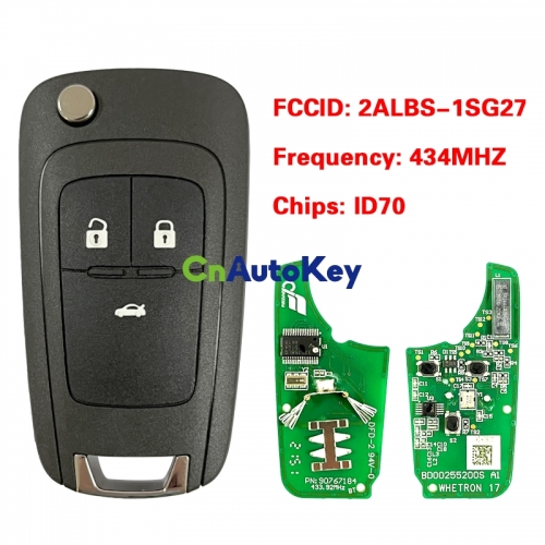CN014113 Original 3 Buttons Car Key 2A LBS1 SG24 ID70 Chip 434 MHZ For Chevrolet Alarm Remote Fob