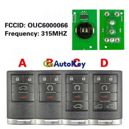 CN030022 FCC ID: OUC6000066 For Cadillac Escalade ESV EXT 2007-2014 CTS DTS Remote 4 5 6 Buttons Fob 315MHz SUV Key