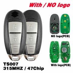 CN048024 OEM Smart Remote Car Key Fob -TS007 315Mhz, 2 Buttons with ID47 Chip fo...