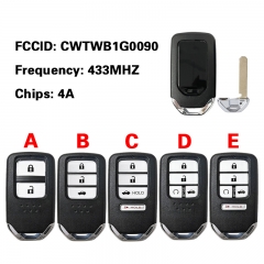 CN003162 2/3/4/5 Button 433MHZ 4A Chip For Honda Accord 2018-2021 Smart Card Remote Key Car Key PN : 72147-TVA-A11 FCC ID : CWTWB1G0090