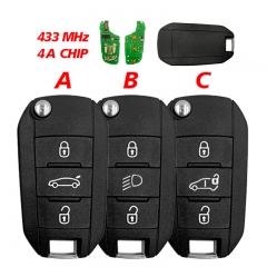 CN009052 Peugeot 433 MHz transceiver HITAG AES 3 button smart key fob (with logo...