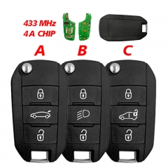CN016046 Citroen 433 MHz transponder HITAG AES 3 button smart key fob (with logo...