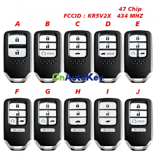 CN003136 for Honda Pilot CR-V Civic City Jazz Grace Fit Smart Remote Control Car Key With 2/ 3/ 4/ 5 Buttons 433MHz FCC ID: KR5V2X