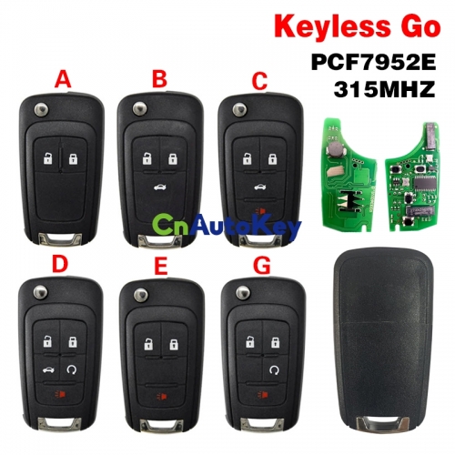CN014078 For CHEVROLET Cruze, Malibu, Impala smart key, 2/3/4/5 Buttons PCF7952E Chip, 315MHz, with Keyless Go, HU100 5912546 13587073