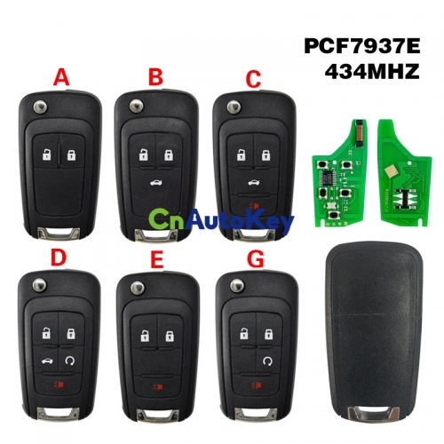 CN014058 2011-2016 Chevrolet Cruze Entry Remote Flip Key Fob 434MHZ(FCC OHT01060512, PN 13504199, 13500221 PCF7937E Chip