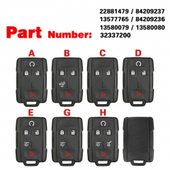 CN019029 2015 - 2023 Chevrolet GMC Keyless Entry 2/3/4/5/6B Remote Key 434MHZ FCC: 22881479/84209237/13577765/84209236/13580079/13580080/32337200