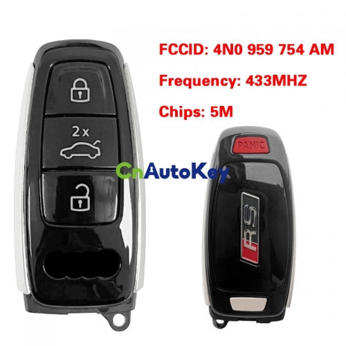 CN008116 MLB Original 3+1Button Audi RS 433 MHz 5M Chip for Audi A8 2017-2021 Smart Key Remote Control FCC ID 4N0 959 754 AM Keyless Go