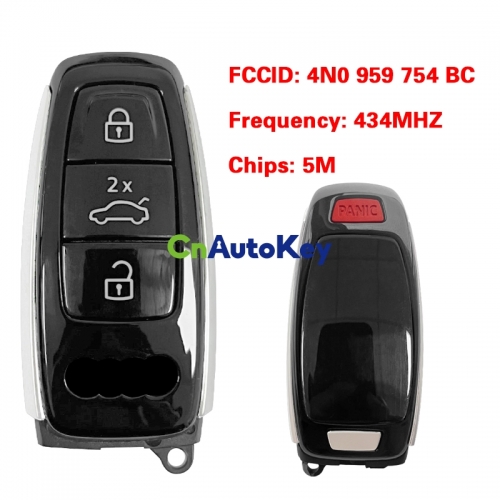 CN008126 MLB Original 3+1 Button 434 MHz 5M Chip for Audi A8 2017-2021 Smart Key Remote Control FCC ID 4N0 959 754 BC Keyless Go