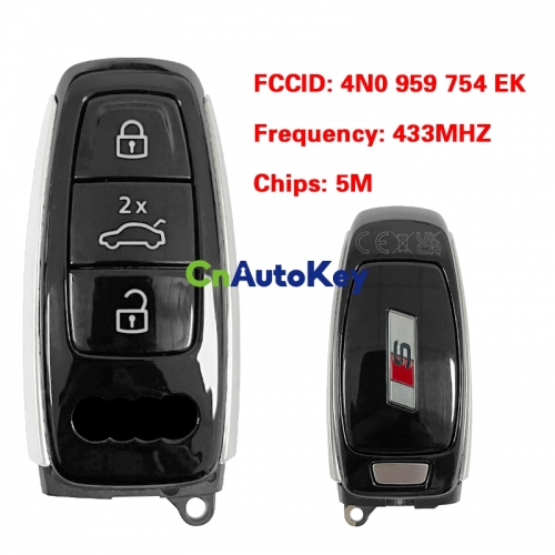 CN008121 MLB Original 3 Button Audi S 433 MHz 5M Chip for Audi A8 2017-2021 Smart Key Remote Control FCC ID 4N0 959 754 EK Keyless Go