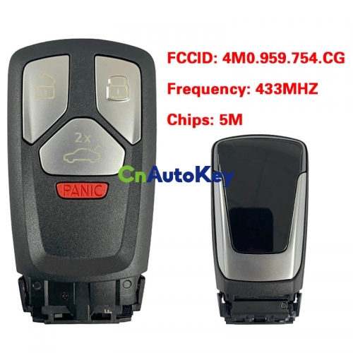 CN008143 MLB Suitable for Audi original remote control key 3+1buttons 433Mhz 5M chip FCC: 4M0 959 754 CG Keyless GO