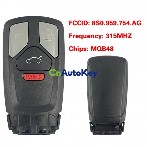 CN008151 Suitable for Audi original remote control key 3+1 buttons 315Mhz MQB48 chip FCC: 8S0 959 754 AG Keyless GO