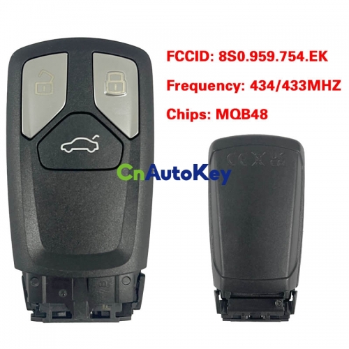 CN008153 Suitable for Audi original remote control key 3 buttons 434/433Mhz MQB48 chip FCC: 8S0 959 754 EK Keyless GO