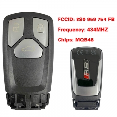 CN008167  Suitable for Audi original remote control key 3 buttons Audi RS 434Mhz MQB48 chip FCC: 8S0 959 754 FB Keyless GO