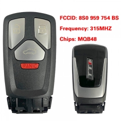 CN008173 Suitable for Audi original remote control key 3+1 buttons 315Mhz MQB48 chip FCC: 8S0 959 754 BS Keyless GO