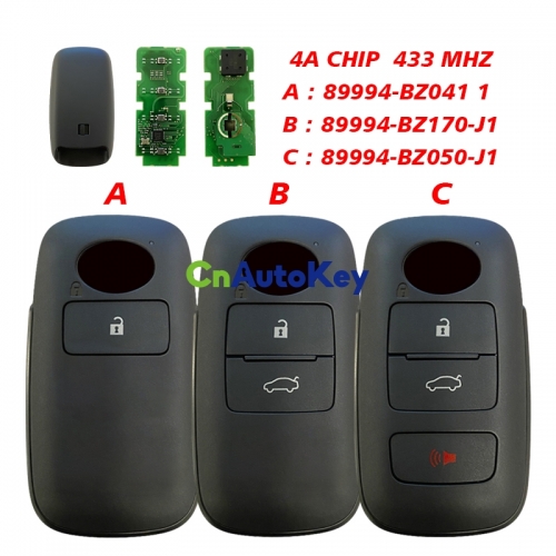 CN007313 Aftermarket Smart Key For Toyota 2/3/4 button 433mhz 4A Chip