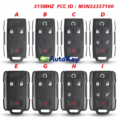 CN019026 315MHz 3 Buttons Keyless Remote Key Fob M3N32337100 / M3N-32337100 / 22997089 Fit for Chevrolet GMC