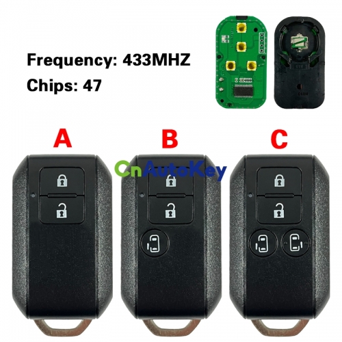 CN048026  2 Buttons 433MHZ CWTR53R0 FSK ID47 PCF7953X Chip Remote Control Car Key For Suzuki Ertiga 2018 2019 2020 Vitara Swift