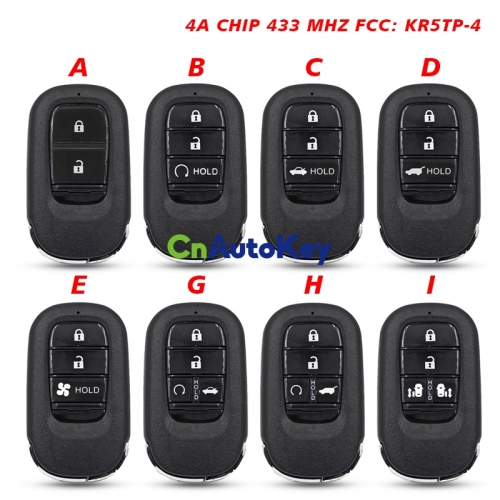 CN003163 2/3/4 Buttons For Honda New XRV CRV HRV FIT ZRV Smart Remote Car key433MHZ 4A Chip FCC ID : KR5TP-4