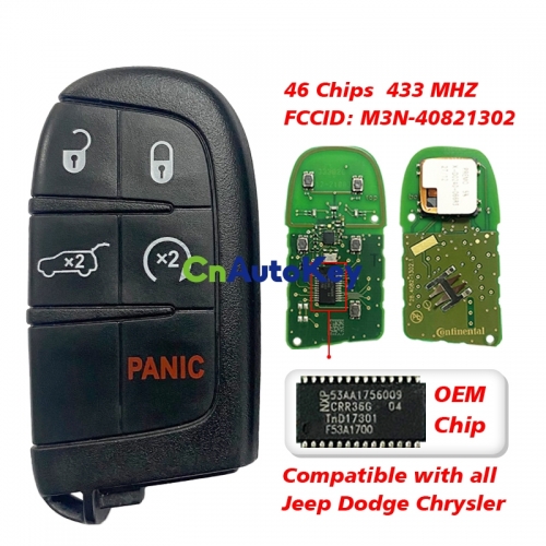 CN087006 Original DODGE 4+1 button 433MHZ Smart Remote Key M3N-40821302
