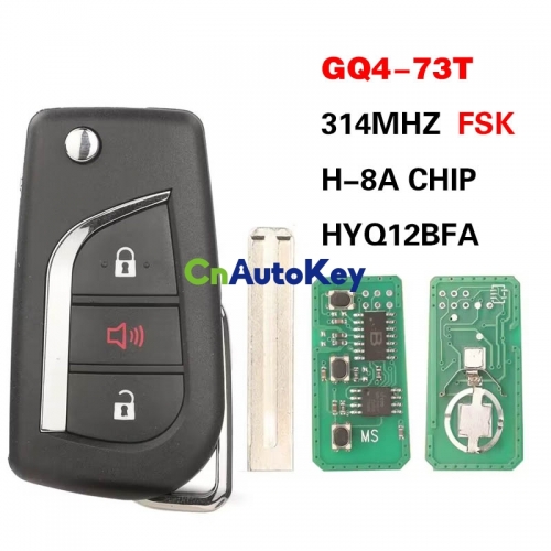 CN007314 Flip Remote Car Key 314MHz FSK H 8A Chip for Toyota RAV4 Camry Corolla 2015-2021, FCCID: GQ4-73T