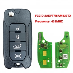 CN086048 4 Buttons Flip Folding Remote Key for Fiat 500X Jeep Renegade 2016-2018 433MHz with Chip Megamos AES 2ADFTFI5AM433TX SIP22 Uncut 4 Buttons
