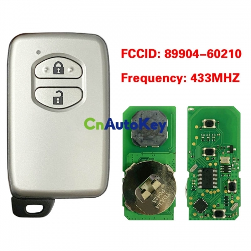 CN007175 For Toyota Land Cruiser 2007+ Smart Key, 2Buttons, B53EA P1 D4 4D-67 Chip, 433MHz Light Gray 89904-60210 Keyless Go