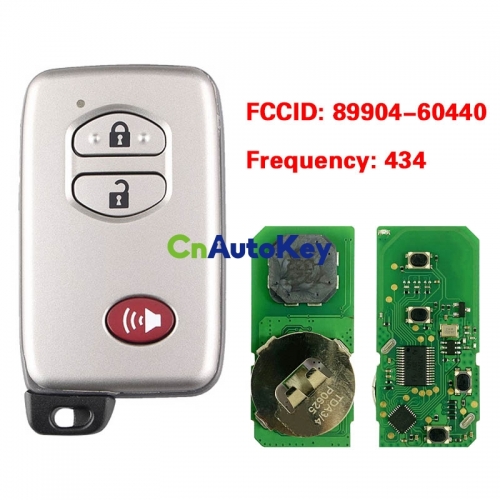 CN007172 For Toyota Land Cruiser 2008+ Smart Key, 3Buttons, B77EA P1 98 4D-67 Chip, 433MHz Light Gray 89904-60440 89904-60790 89904-60791
