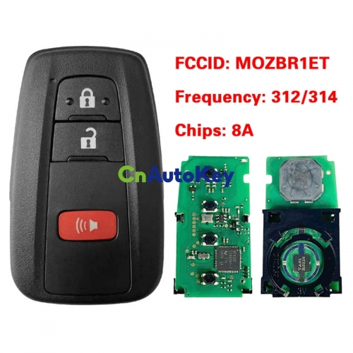 CN007181 3 Buttons Smart Proximity Remote Car Key Fob 314.3MHz 8A Chip for Toyota C-HR 2018 2019, FCC MOZBR1ET, Model BR1ET