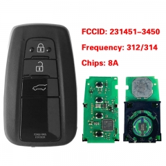 CN007299 3 Button Toyota Land cruiser Smart Key 231451-3450 G Board 8A Chip RF430 312/314Mhz