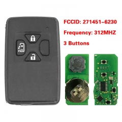 CN007303 Toyota Smart Key 3 Buttons Slider Door 312MHz PCB 271451-6230 Black Cover