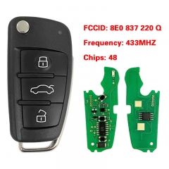 CN008007 Audi A4 3 Button Smart Key 8EO 837 220 Q 433MHz 48 Chip
