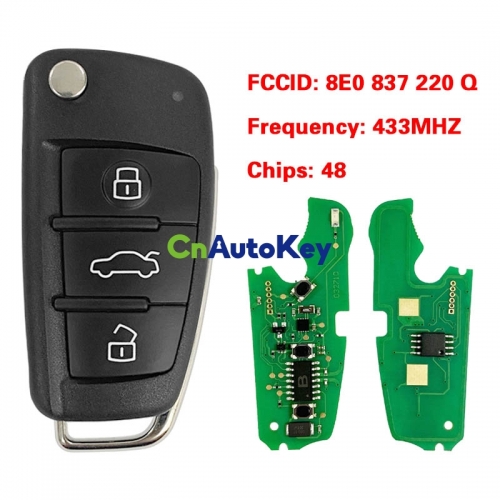 CN008007 Audi A4 3 Button Smart Key 8EO 837 220 Q 433MHz 48 Chip