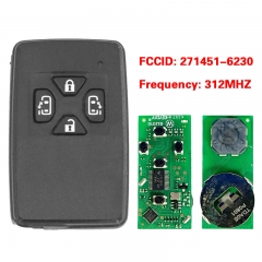 CN007256 Toyota Smart Key 4 Buttons Slider Door 312MHz PCB 271451-6230 Black Cover