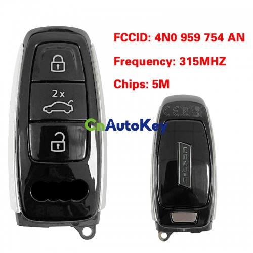 CN008134  MLB Original 3 Button Audi E-tron 5M Chip for Audi A8 2017-2021 Smart Key Remote Control FCC ID 4N0 959 754 AN Keyless Go
