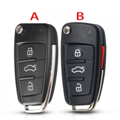 CS008025 10X 3/4 Buttons Flip Remote Key Repalcement Folding Car Key Shell For Audi A6L Q7 A2 A3 A4 A6 A6L A8 TT 2008 - 2011 Fob