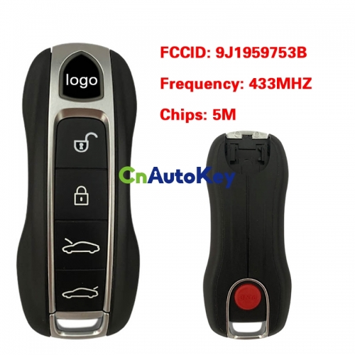 CN005021 OEM Smart Key for Porsche Buttons:4+1 / Frequency: 433MHz / Blade signature: HU162T / Part No: 9J1959753B / Keyless GO