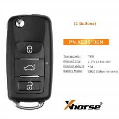 Xhorse XEB510EN Super Remote Key VW B5 Flip 3 Button Built-in XT27B Super Chip English