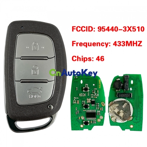 CN020001 For Hyundai Elantra 2014+ Smart Key, 3Buttons, DVI-MDFGE03 PCF7952A, 433MHz 95440-3X510 Keyless Go