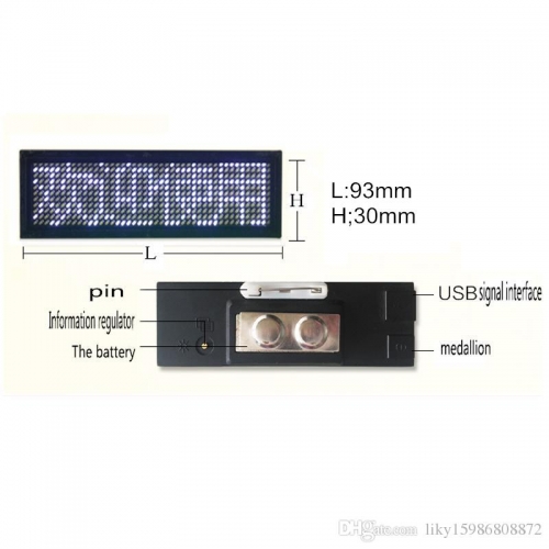 44x11white LED business card signs display board advertising rechargeable programmable business badges led signs