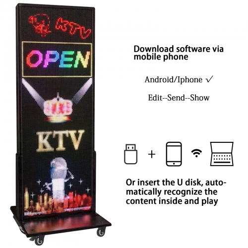 39"x14" outdoor vertical programmable led advertising sign P5 full-color scrolling message board for advertising and business display