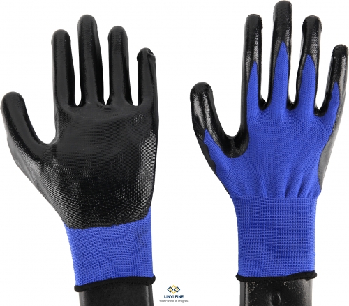 13G polyester lining Nitrile coated gloves