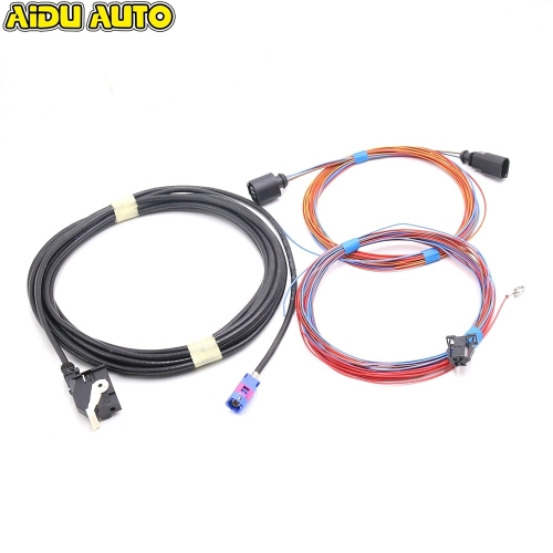 For VW Golf 6 MK6 Flip rearview View Reversing logo badge flip RGB Camera Cable Harness wire
