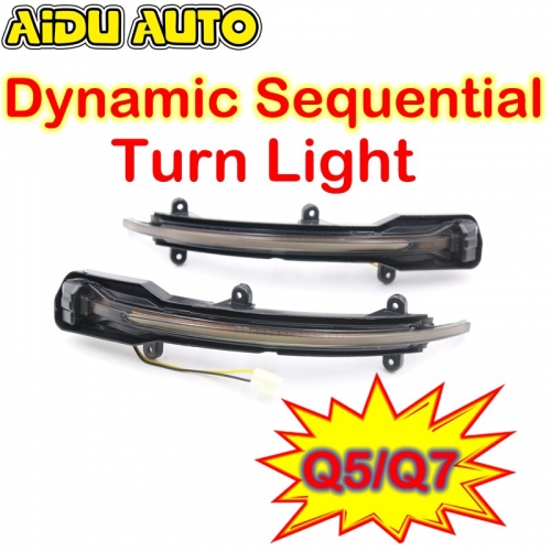 LED Flowing Rear View Dynamic Sequential MIRROR Turn Signal Light For Audi NEW Q5 80A Q7 4M