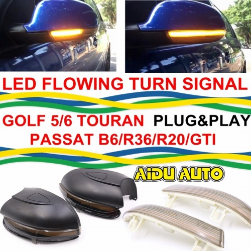 LED Flowing Rear View Dynamic Sequential MIRROR Turn Signal Light For VW Golf 5/6 JETTA MK5 Passat B6/R36/R20 /Touran