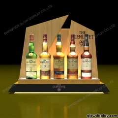 GlowDisplay Acrylic Wooden Backlit The Glenlivet 5 Bottles Glorifier Display