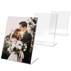 GlowDisplay Clear Acrylic 5x7 inches Table Sign Display Holder Slant Ad Photo Frame Brochure Holder