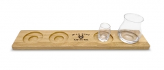 High West Distillery & Saloon Park City Custom Oak Flight Board Tray with Two-Tiered Glass Routs