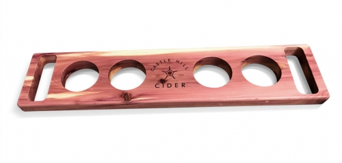 Castle Hill Cider Custom Cedar Flight Tray with 4 Color UV Printing