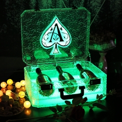 GlowDisplay Ice Rock 3 bottles Rechargeable LED Ace of Spade Glorifier Box Champagne Bottle Carrier Case for Night Club Party Lounge Bar